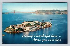 San Francisco CA-California, Aerial View Alcatraz Island, Vintage Postcard picture