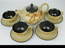 Pier 1 Imports Kioko Stoneware Tea Set - Teapot, 4 Cups & Saucers, Hand Painted picture