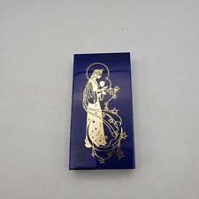 Roman COBALT BLUE Acrylic Holy MADONNA BABY JESUS Lucite Religious PAPERWEIGHT picture