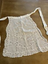 Vtg Victorian HANDMADE Waist HALF APRON White COTTON FRENCH Downton Abbey OLD a picture