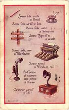 1932 Comic Artist Donald McGill Communication Ink Telegram Phone Postcard picture