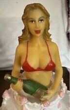Super Sexy Girl Popping Out Of Cake Resin Figure with Champagne 9”x6”  picture