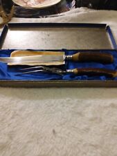 Vintage Chicago Cutlery Carving Set Knife & Fork Original Box 1960s picture