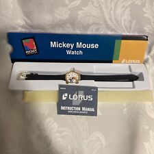 mickey mouse lorus Quartz watch W/ Leather Band  New In Original Box picture