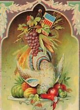 c1910 Patriotic Flag Shield Turkey Grapes Food Germany Thanksgiving P309 picture