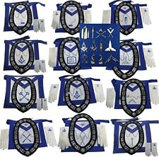 Masonic Blue Lodge Grand Lodge Master Mason 100% Lambskin Apron Set of 12X4 picture