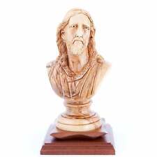 Bust of Jesus Christ Head Sculpture, Holy Land Olive Wood Masterpiece Carving picture
