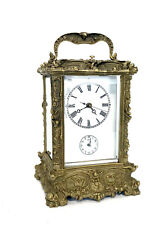 French Style Art Nouveau Brass Case Porcelain Dial 8 Day Repeater Carriage Clock picture