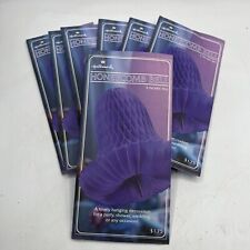 Vintage Hallmark Paper Honeycomb Bell Decorations Lot Of 7 Purple 9” picture