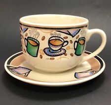 California Pantry Vintage Cup and Saucer 1999 Cappuccino Bistro Motif OverSized picture