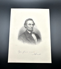 VINTAGE ABRAHAM LINCOLN ETCHING PRINT - H.B. HALL AND SONS NY - L853 picture