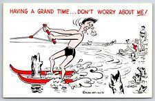 1957 Gad Fun Cards #170 Comic Humor Having A Grand Time Don't Worry About Me PC picture