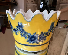 Vtg JUWC United Wilson Chinese Porcelain Monteith Bowl Yellow Blue Floral 9 x 7. picture