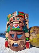 Discover Timeless Mayan Elegance: Carved Wood Mask Amor Eterno 9inch picture