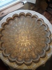 VTG Hammered Heavy Gauge Brass Table Top Scalloped Intricate Design 30