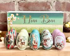 New Edition Vintage Tin Easter Eggs, Set of 10 Fillable, Reusable Metal Egg Tin picture