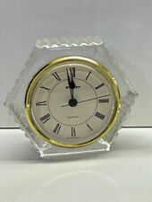Vtg West Germany Staiger Quartz Crystal 3.75” Hexagon Desk Clock Tested Working picture
