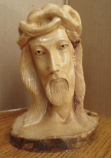 Jesus Head Hand Carved Olive Wood Sculpture Artistic Detail Little Bethlehem picture