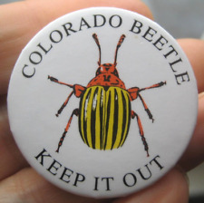MINISTRY OF AGRICULTURE vintage 1980s COLORADO BEETLE Campaign 38mm pin BADGE picture