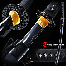 cool black samurai sword Japanese katana functional sharp carbon steel blade picture