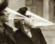 Vintage 1939 Photo Women Wearing “Blizzard Cone” Snowstorm Face Masks Bizarre picture