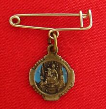 Vintage Blue Enamel MARY MADONNA OF THE ROSARY OF POMPEI Small Medal On Pin picture