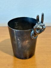 Vintage Napier Silver Plated Metal Shot Glass 2 oz Two Finger Peace Sign Tarnish picture