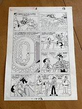 Heathcliff Funhouse #5 original comic art 1988 TICKLES HORSE TO WIN RACE JOCKEY picture