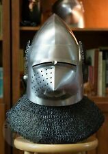 Custom SCA HNB 16 Gauge Steel Medieval Churburg Bascinet Helmet w Aventail gift picture
