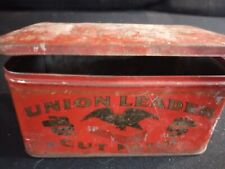 Vintage Antique Union Leader Cut Plug Tobacco Tin Can Red Gold Eagle Collectible picture