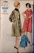 NEW Vtg 1960's Vogue #5792 Maternity Dress Jumper & Blouse Sz 14 Bust 34 Hips 36 picture