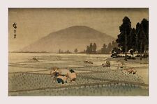 HIROSHIGE ANDO JAPANESE Rice Planting Paddies HIGH QUALITY PRINT picture