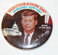 1961 JOHN F KENNEDY JFK INAUGURATION pin pinback button badge campaign President picture