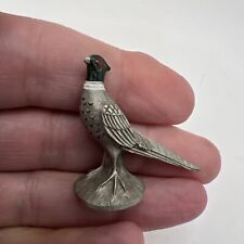 Vintage Pheasant Perched Pewter Painted Figurine picture