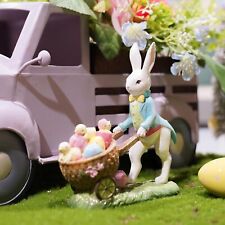 Easter Party Decorations Bunny Décor - Resin Rabbit Statue Pushing Easter Eggs picture
