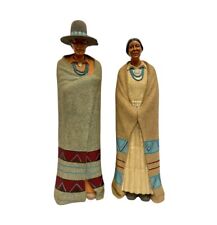 Vintage (Large) Native American Man & Woman Sand Folk Art Sculptures Sand Art picture