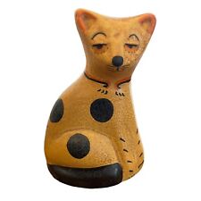 Art Pottery Cat Figurine 1989 Springfield Potteryworks Folk Painted Cat Lover picture