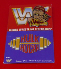 WWF World Wrestling Federation Titan Sports Hulk Hogan SMALL Badge on Worn Card picture