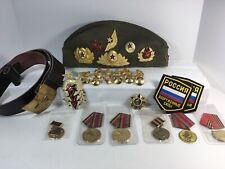 Lot Of Russian Military Memorabilia hat, medals, patches, military buttons etc picture