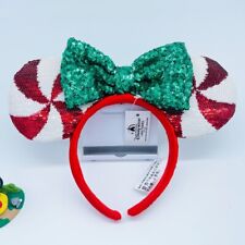 HOT SALE Disney Parks Red Green Peppermint Candy Minnie Ears Headband picture