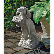 Basket of Flowers Man's Best Friend Canine Companion Dog Sculpture Home Decor picture