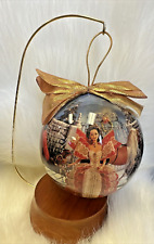 New Vintage 1997 Holiday Barbie Decoupage Christmas Tree Ornament w/Stand Movie picture
