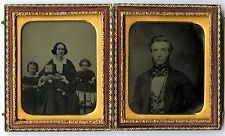 Victorian Family with Kids, Two Antique Ambrotype Photos in one  Case  picture
