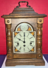 Vintage Linden Painted Dial Oak Bracket Clock - AS IS - PARTS/REPAIR/DISPLAY picture