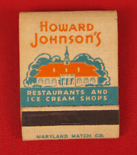 VINTAGE HOWARD JOHNSONS RESTAURANT ICE CREAM ADVERTISING MATCHBOOK MATCHES  picture