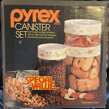 VINTAGE PYREX WILDFLOWER CANISTER SET OF 4 W/LIDS NEW IN BOX picture