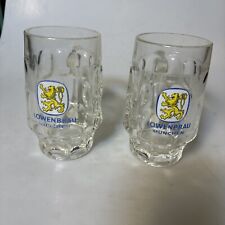 2 Lowenbrau Munchen Beer Dimpled Glass Mug Steins - .25 L - Germany picture