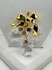 Vintage Swarovski Crystal Gold Tone Christmas Memories Holly Christmas Ornament picture