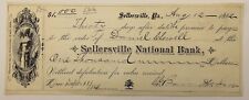 Antique Illustrated Check, Sellersville National Bank, Pennsylvania, 1882 picture