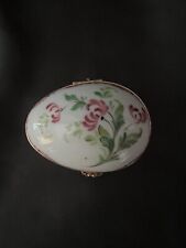  HAND-PAINTED LIMOGES PORCELAIN EGG SHAPED JEWELRY BOX picture